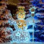 Pupazzo di neve decorato con luci natalizie