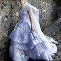 Abito da sposa a balze color lavanda 2015 Alessandro Angelozzi mod Bruillard