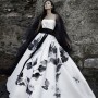 Abito da sposa con ampia gonna dipinta da fiori neri Alessandro Angelozzi mod Black Bean 2015