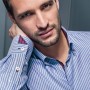 Camicia a righe con risvolti a quadretti Nara Camicie uomo inverno 2015