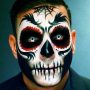 Trucco viso teschio messicano uomo Carnevale e Halloween