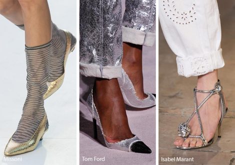 Scarpe e sandali in pelle metallizzata moda primavera estate 2018