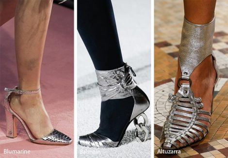 Tendenze moda scarpe inverno 2018 2019 in pelle argentata