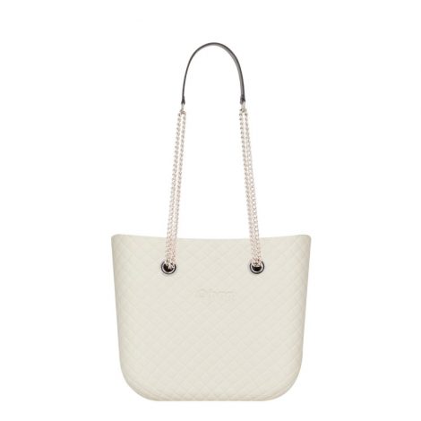 Borsa O Bag mini matelasse latte con manici lunghi a catena estate 2019 prezzo 93 euro 470x470 - Collezione Borse o Bag Mini Matelassè primavera estate 2019