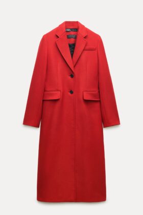 Cappotto lungo rosso ZARA