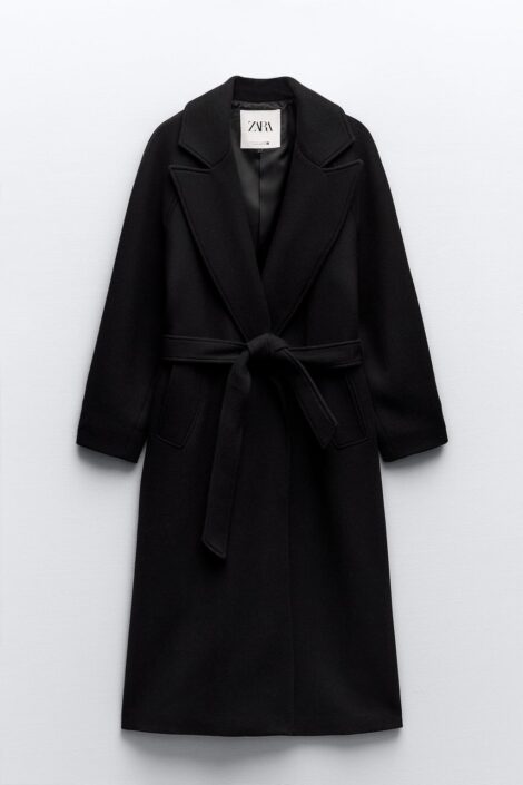 Elegante cappotto nero ZARA a vestaglia