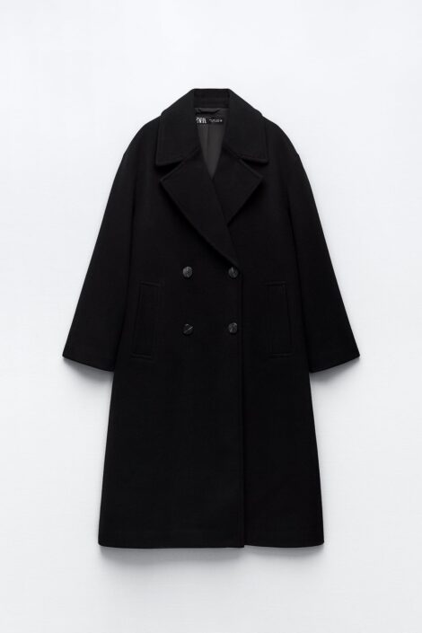 ZARA Cappotto nero lungo oversize