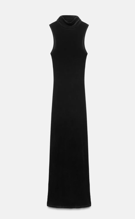 ZARA vestito lungo in velluto nero da sera