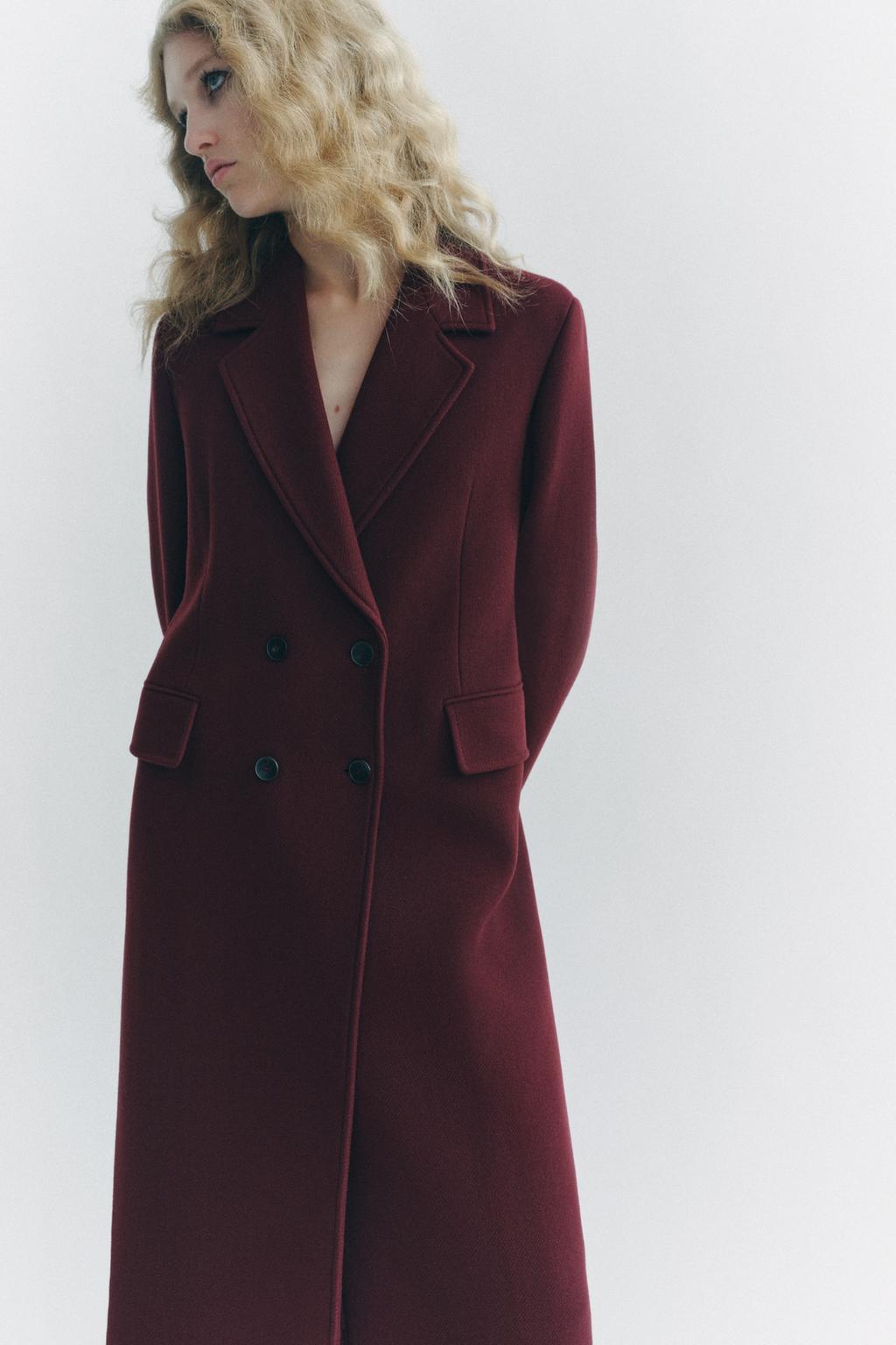 Cappotto doppiopetto bordeaux ZARA donna