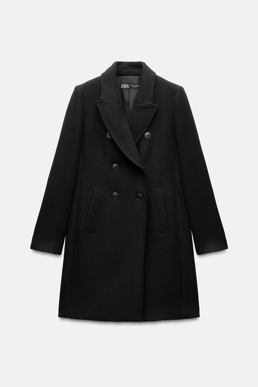 ZARA cappotto nero doppiopetto donna