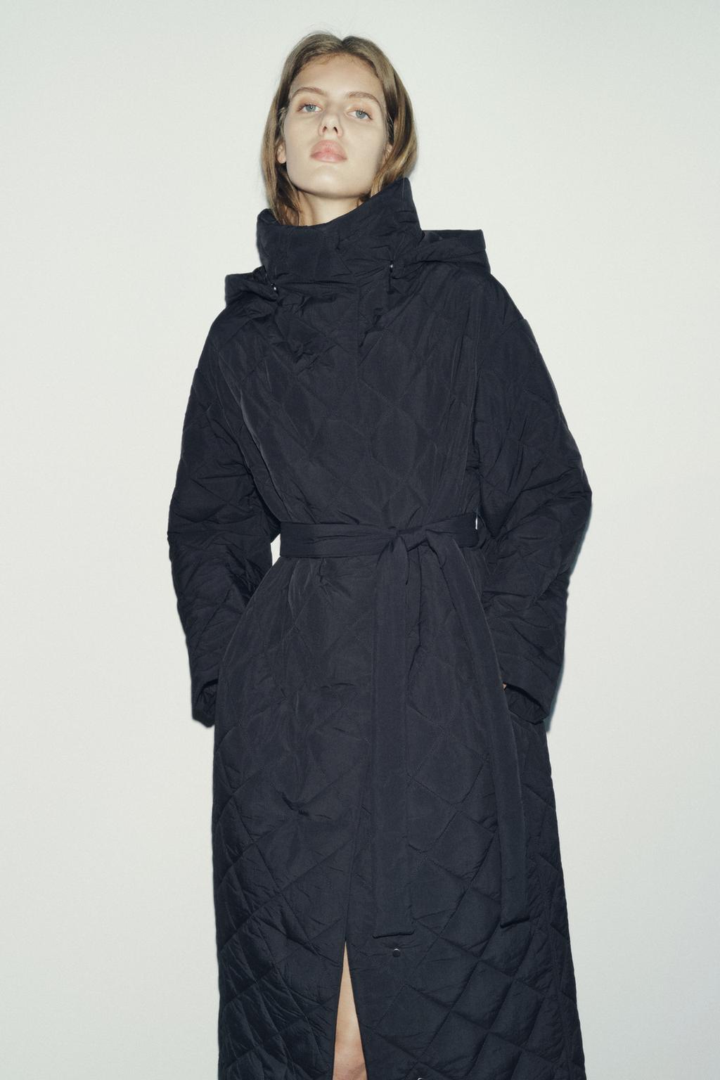 ZARA nuovo cappotto nero trapuntato collezione inverno 2024 2025