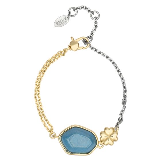 Nuovo Bracciale THUN con pietra azzurra e quadrifoglio